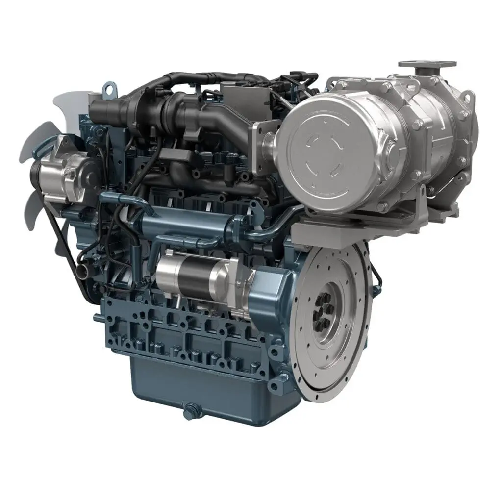 Kubota V2403-CR-TI-E5 industriële dieselmotor - productafbeelding van turbocharged Common Rail 4-cilinder motor met aftercooler | Prins Maasdijk