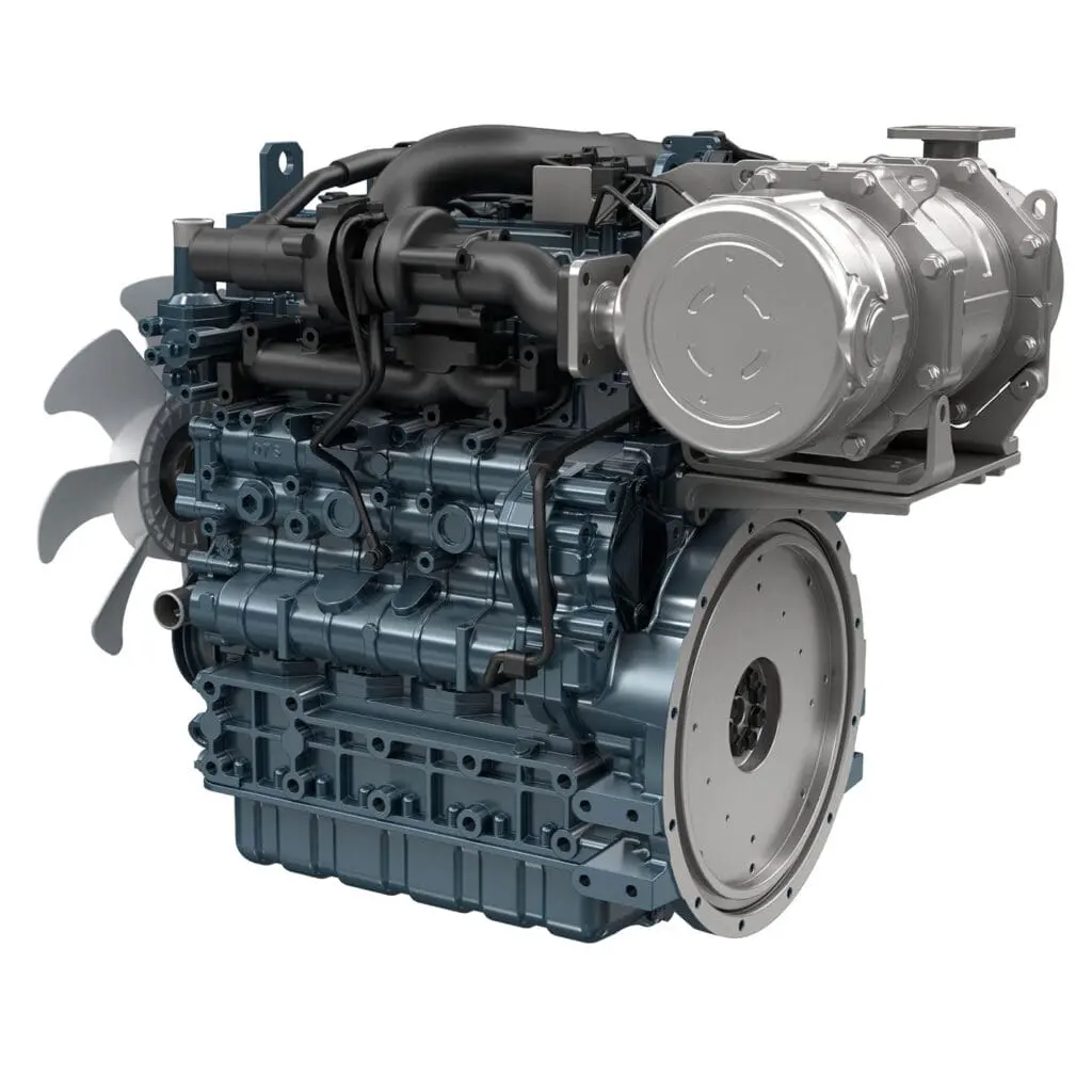 Kubota V3307-CR-T-E5 industriële dieselmotor - productafbeelding van turbocharged Common Rail 4-cilinder motor | Prins Maasdijk
