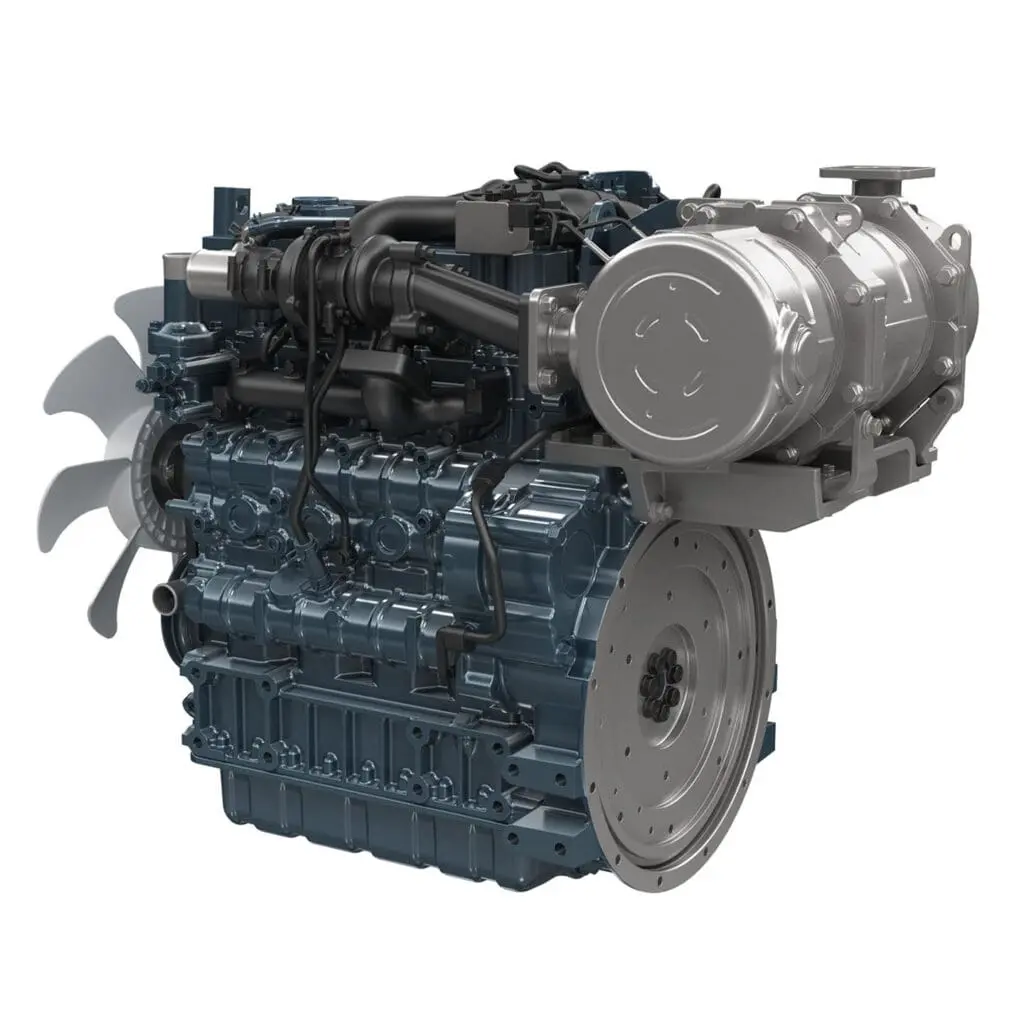 Kubota V2607-TE5A industriële dieselmotor - productafbeelding van turbocharged 4-cilinder motor uit de 07 Series | Prins Maasdijk