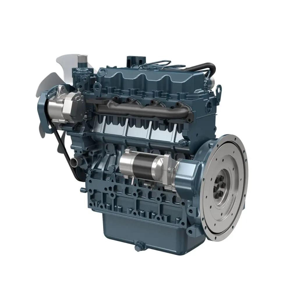 Kubota V2403-M-E3B industriële dieselmotor - krachtige 4-cilinder motor uit de 03 Series | Prins Maasdijk zijaanzicht