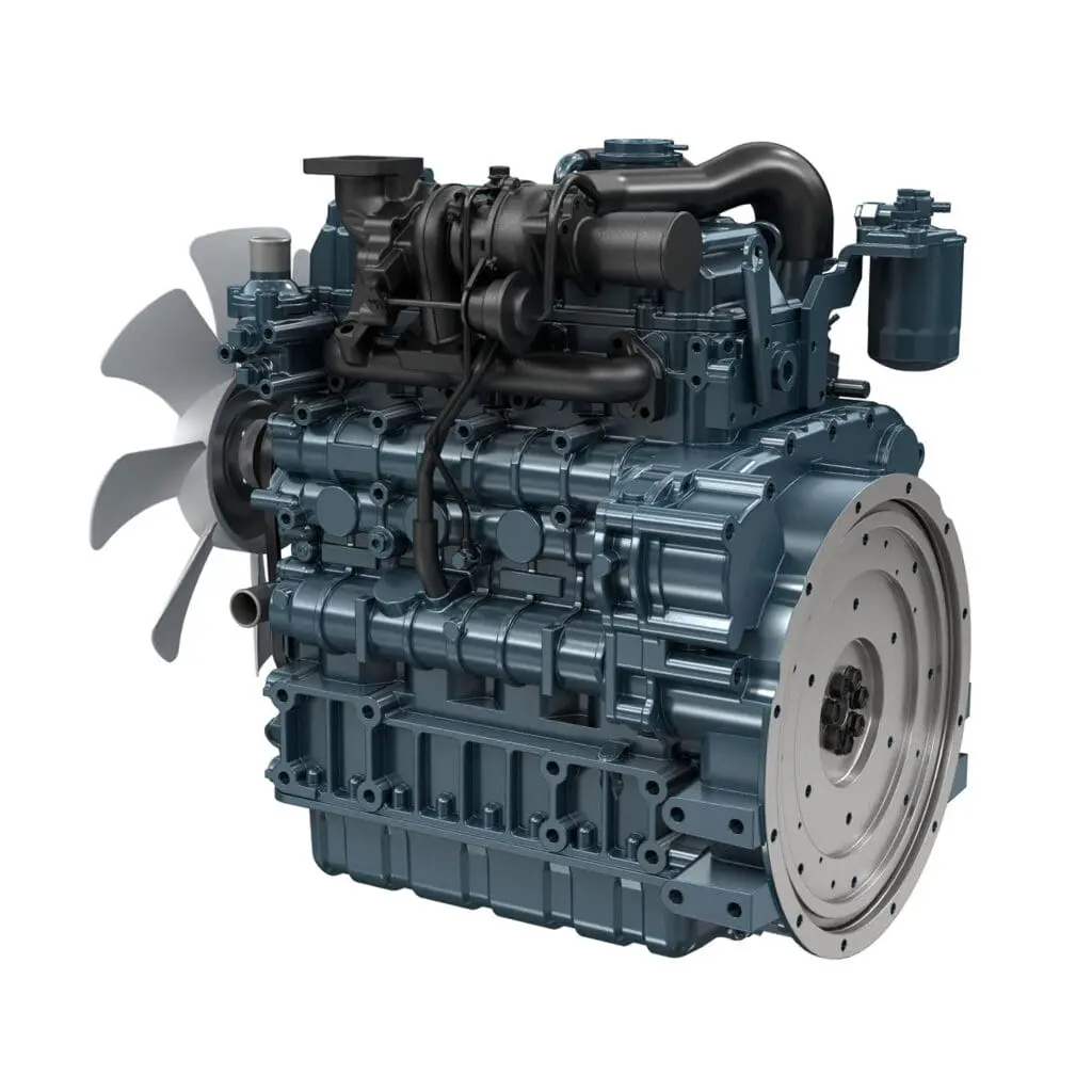 Kubota V2607-DI-T-E3B industriële dieselmotor - productafbeelding van turbocharged 4-cilinder motor uit de 07 Series | Prins Maasdijk